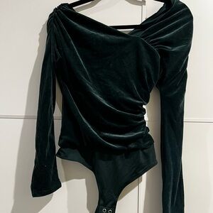 Express forest green Velvet Bodysuit
